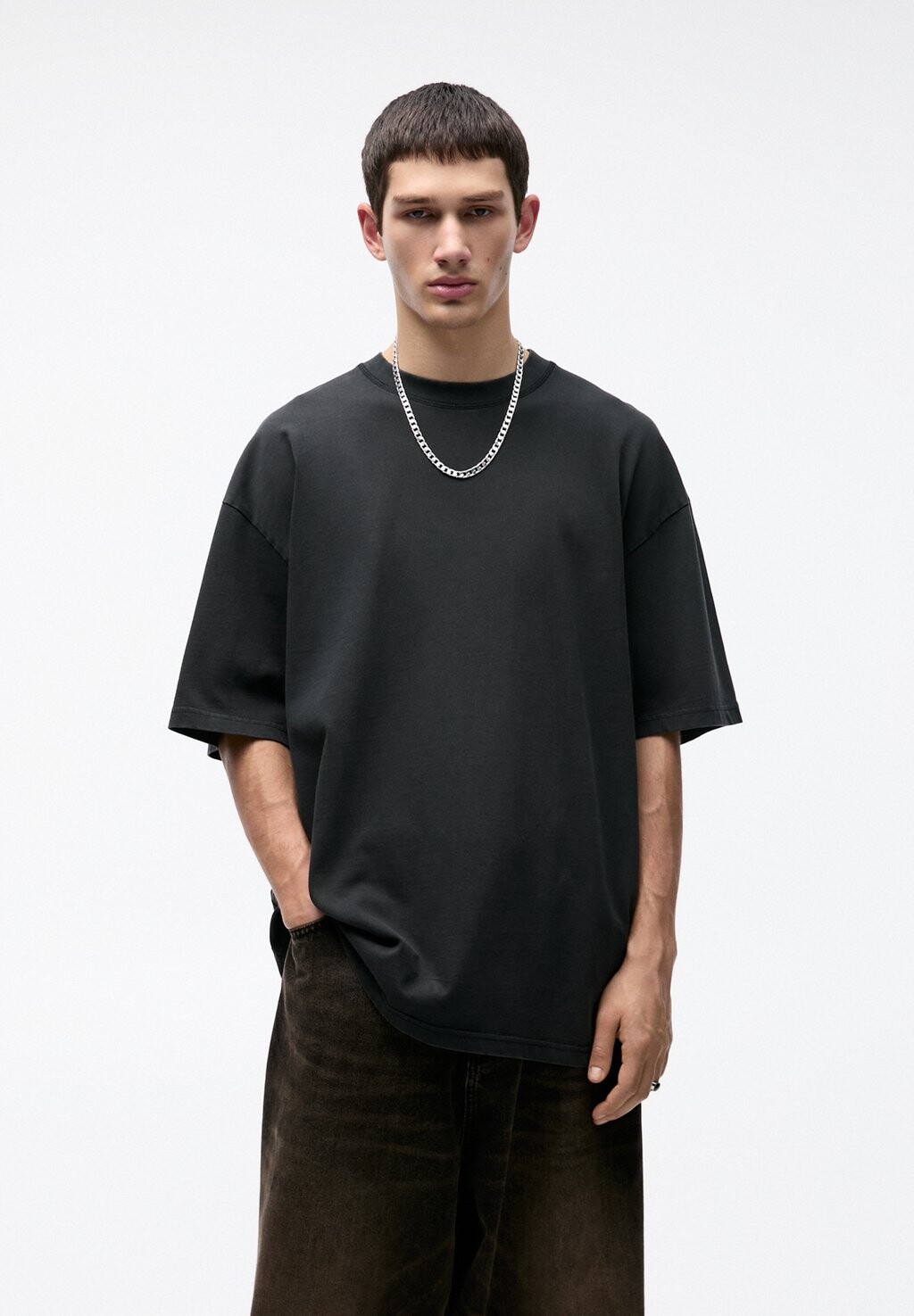 

Базовая футболка Oversize Short Sleeve PULL&BEAR, темно-серая