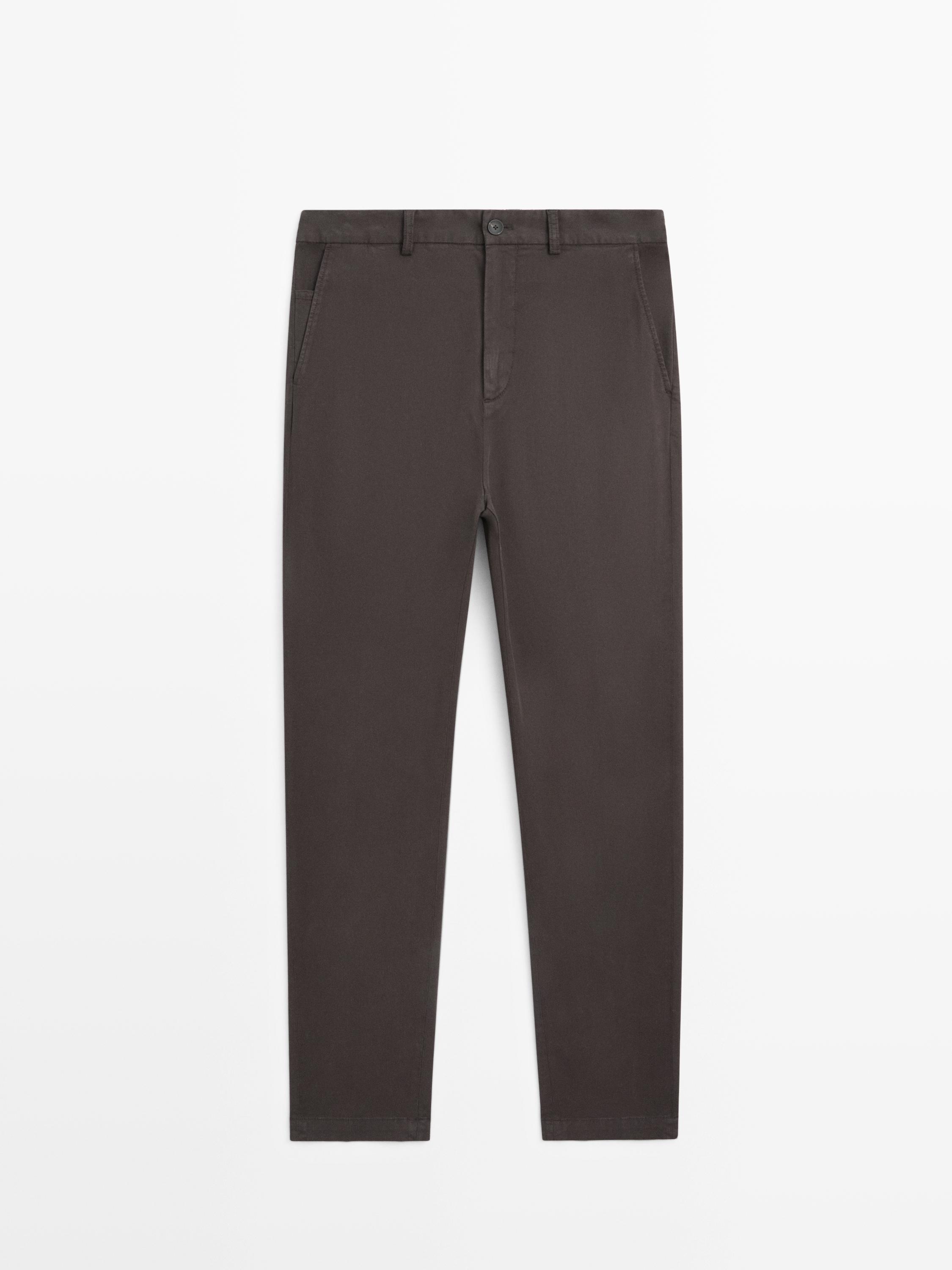 Брюки jogger из хлопковой смеси Massimo Dutti, brown — фото 2