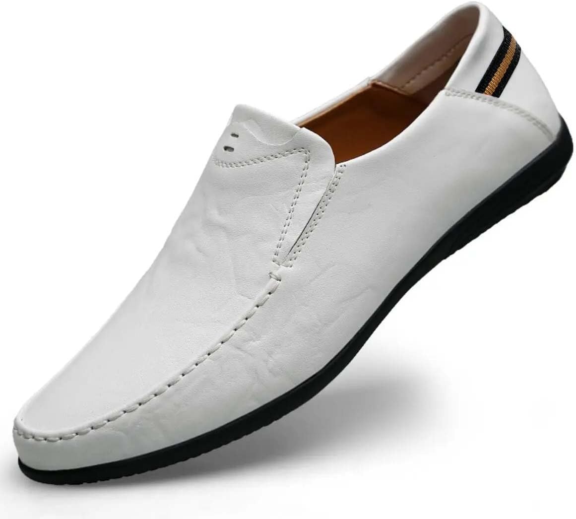 

Мужские повседневные лоферы Loafer Premium из натуральной кожи, слипоны, мужские драйверские пенни-лоферы, легкие и дышащие Luodenglang, белый