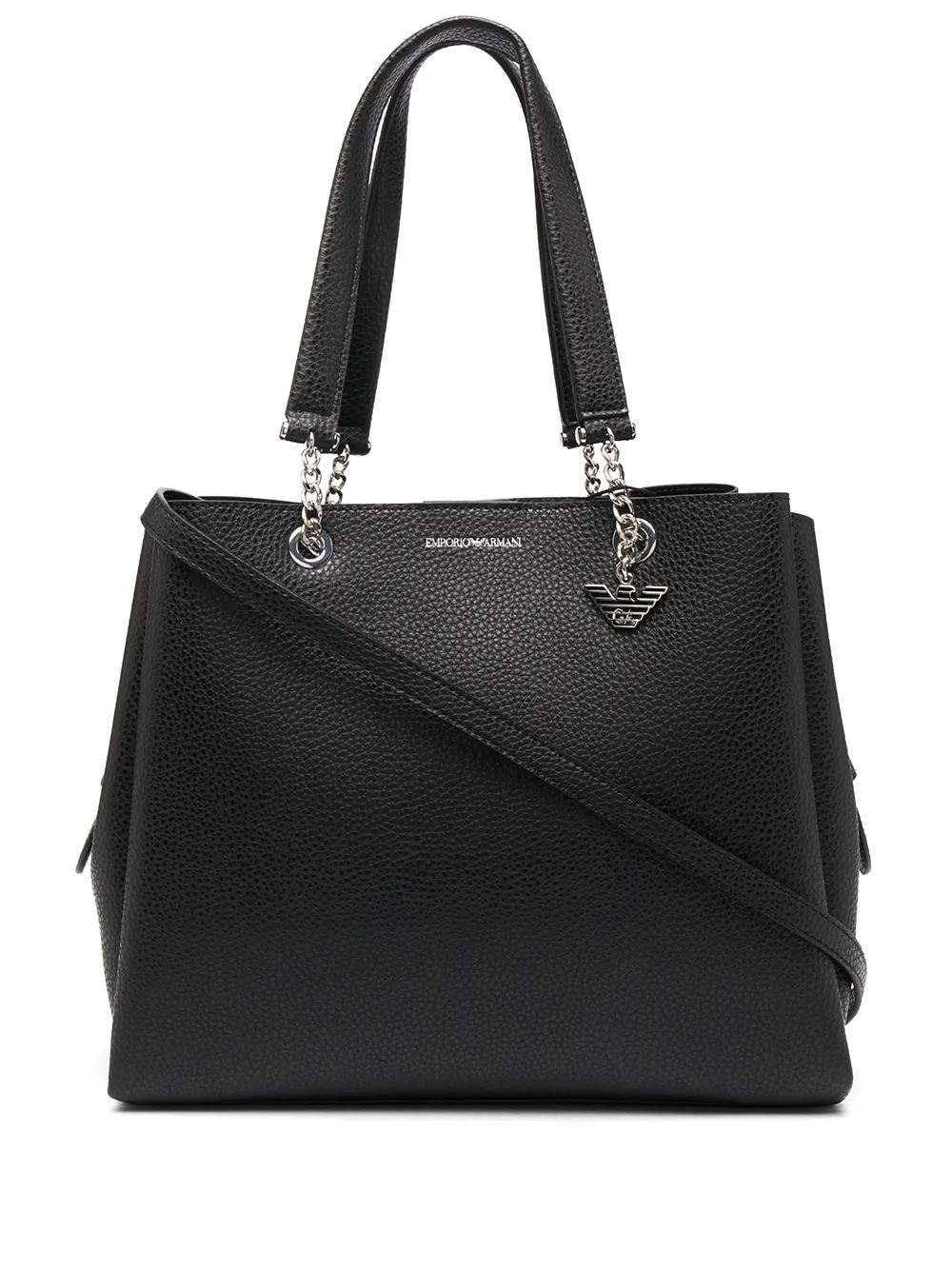 

Сумка-тоут из зернистой кожи с логотипом EMPORIO ARMANI, черный