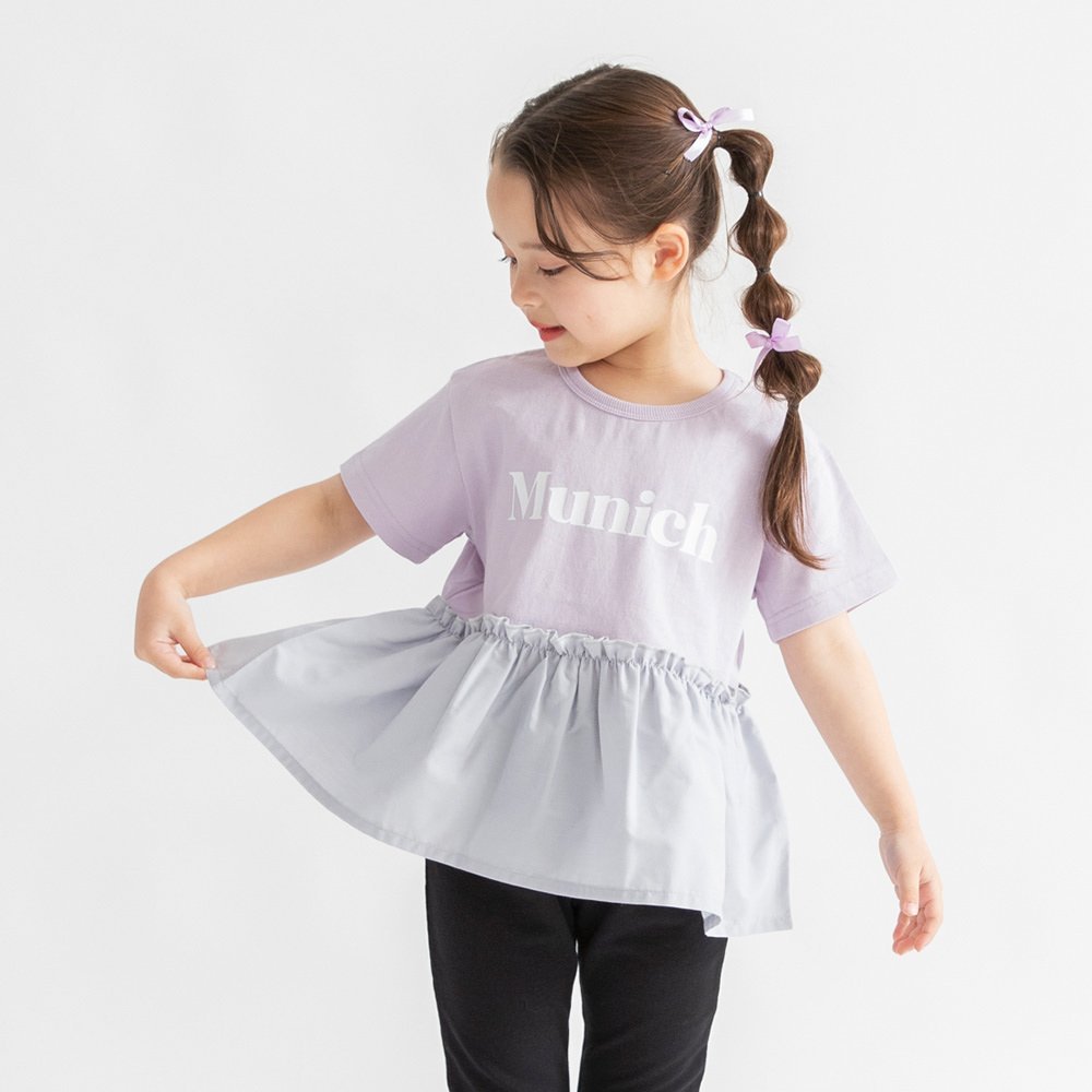 Футболка с коротким рукавом из смешанных материалов с логотипом Branshes, 46: Lavender