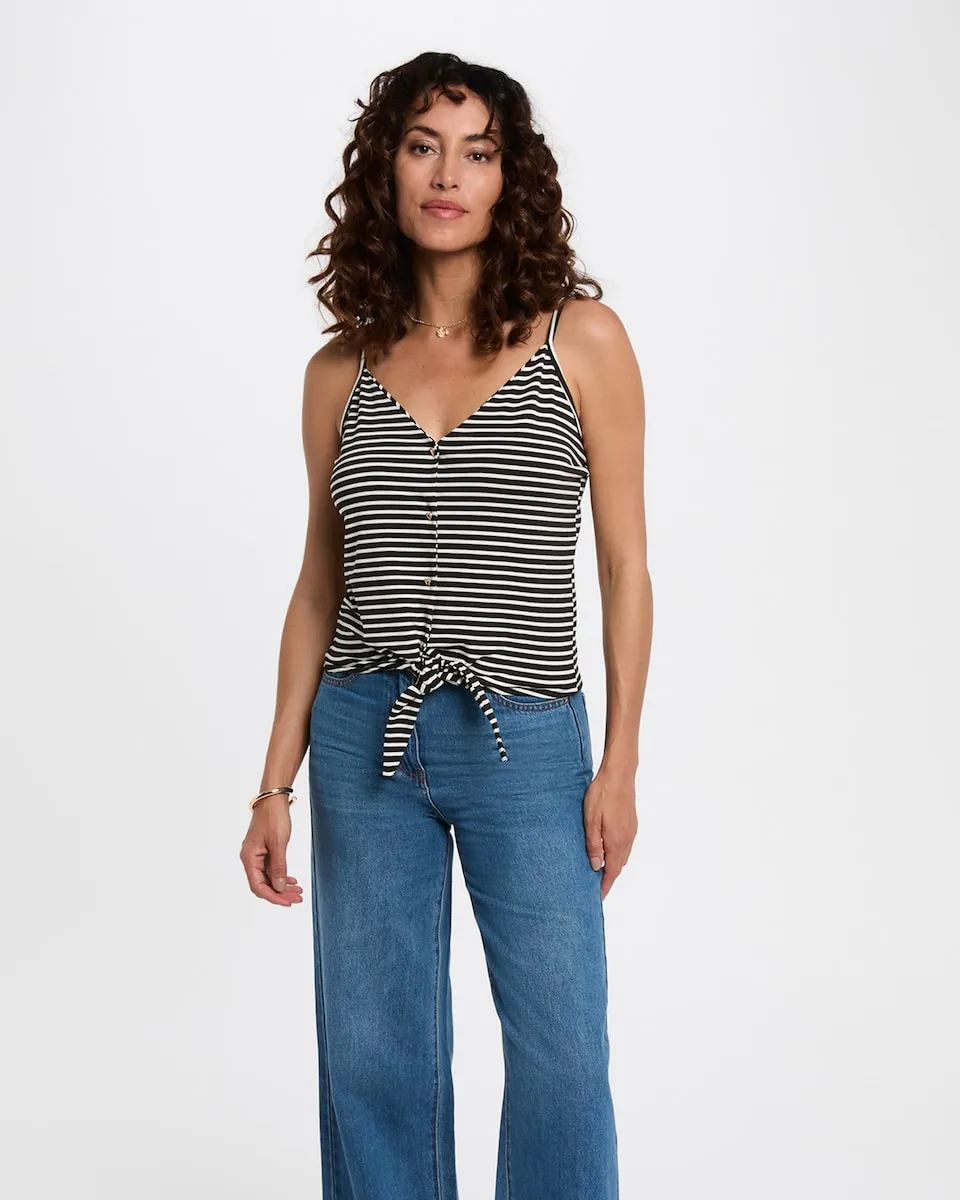 

Женский короткий топ на бретелях с V-образным вырезом Morgan, черный/белый