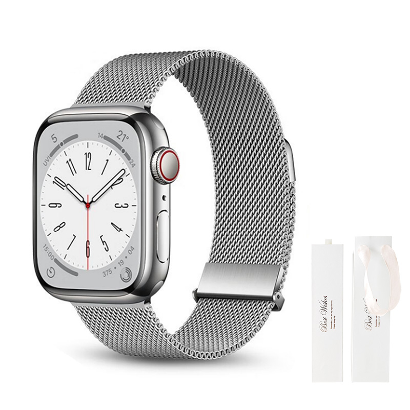 

Wepro Часы Strap Apple Compatibility Metal, Double Magnetic Buckles[Silver+White Moonlight Box]