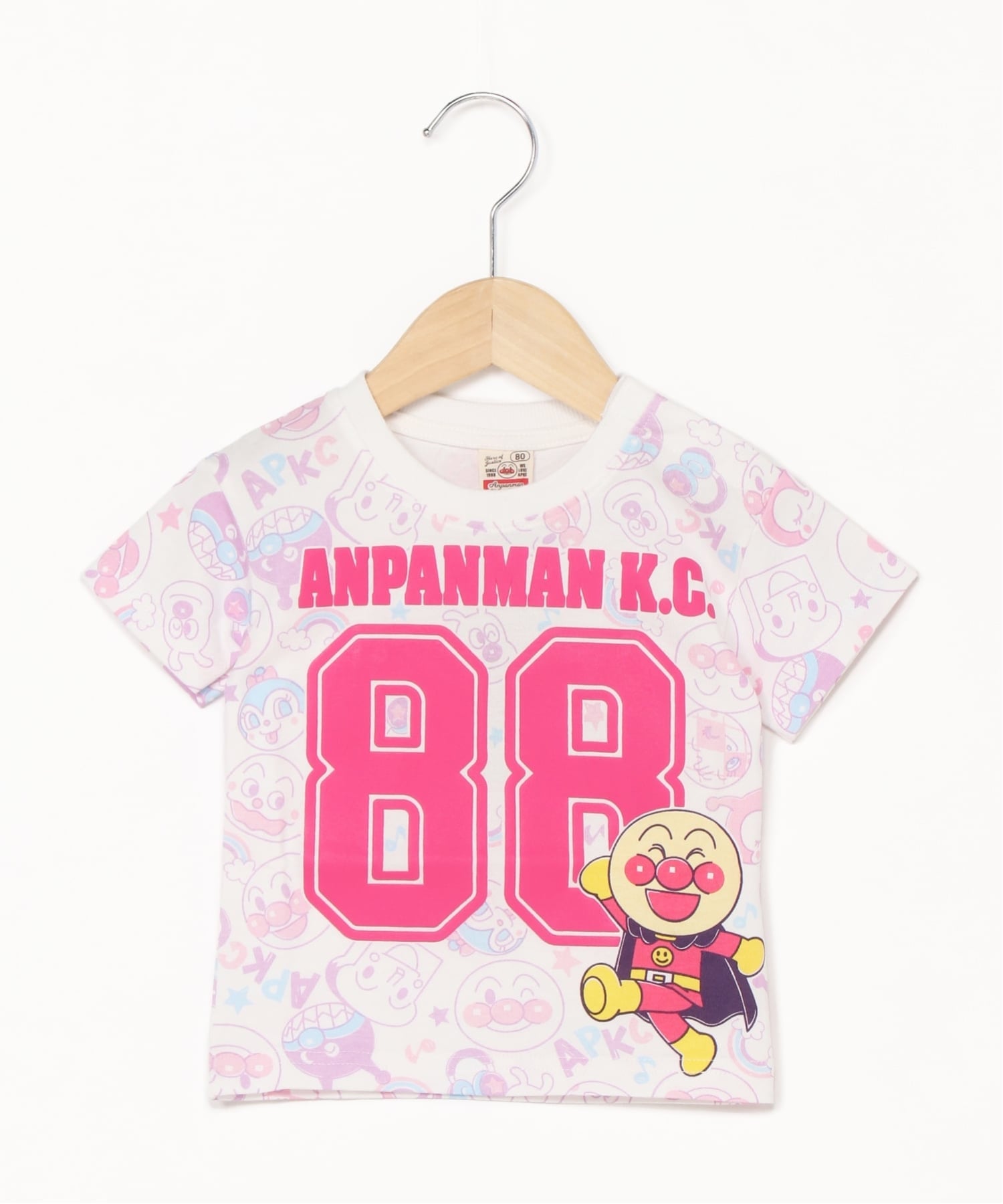 Детская коллекция ANPANMAN / (K) Футболка с коротким рукавом и цифрой по всей поверхности Anpanman Kids Collection, pink