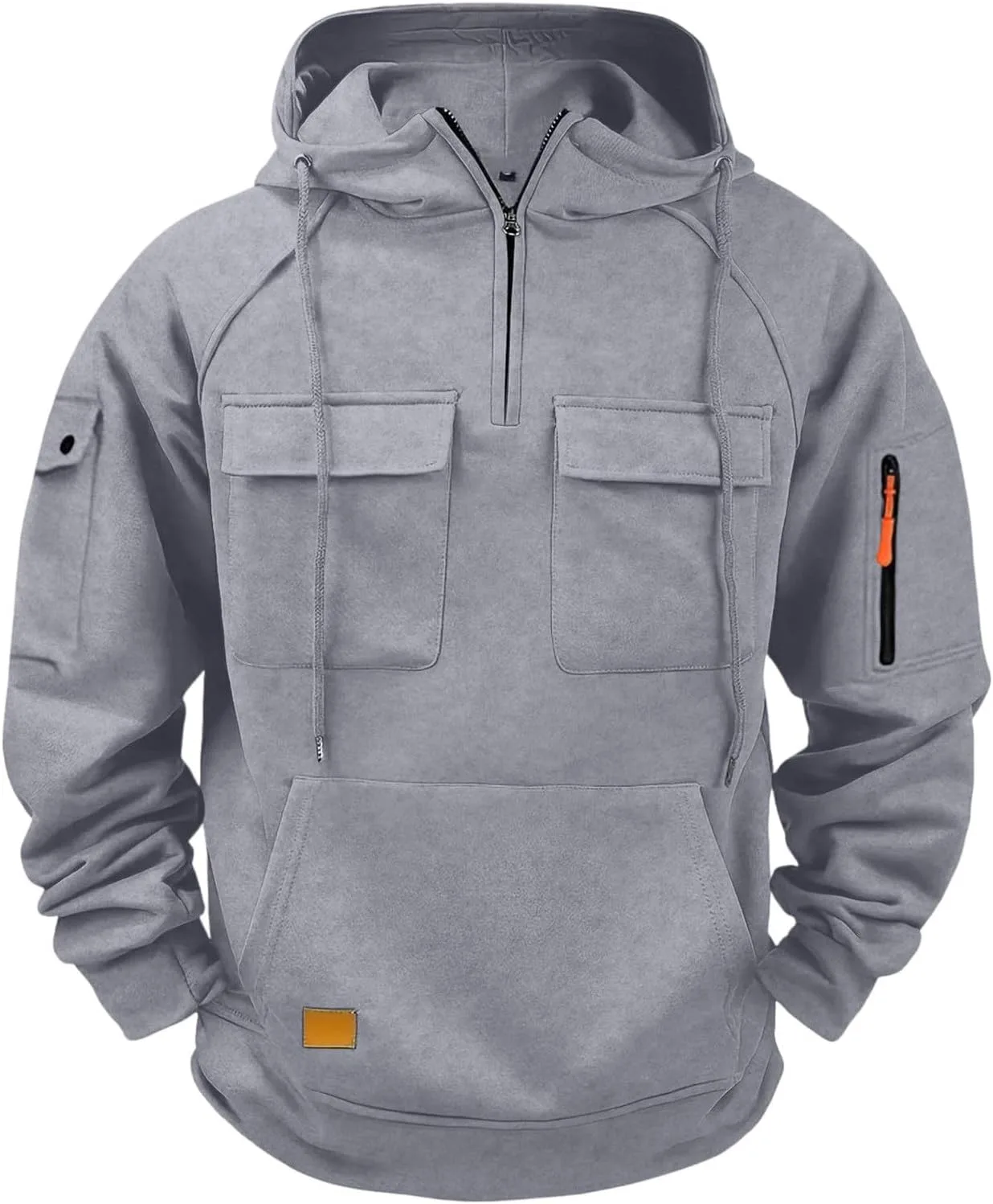 

Мужская толстовка с капюшоном и карманами, Casual, длинный рукав, Quarter Zip