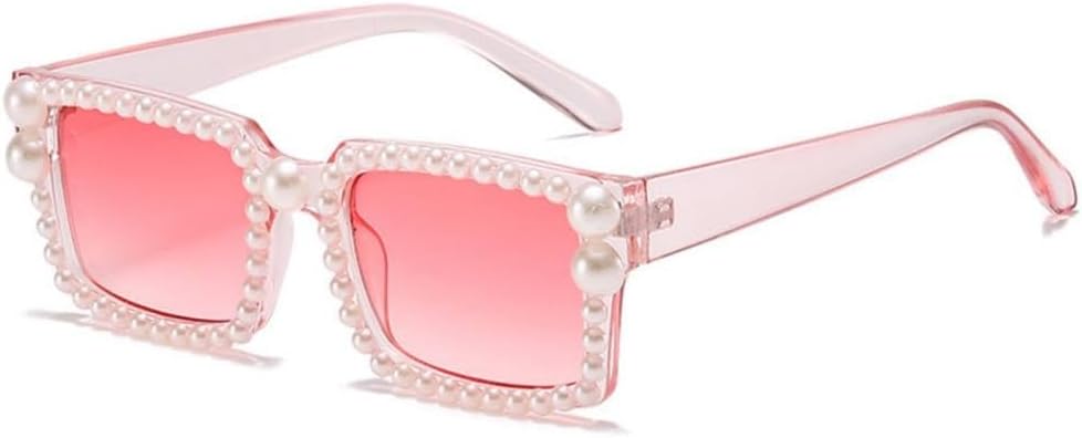 

Солнцезащитные очки 2027 года: прямоугольные, с блестящими стразами и жемчугом, для женщин, в стиле панк, квадратные, для мужчин, с защитой от УФ-излучения UV400 MTZJH, Pink