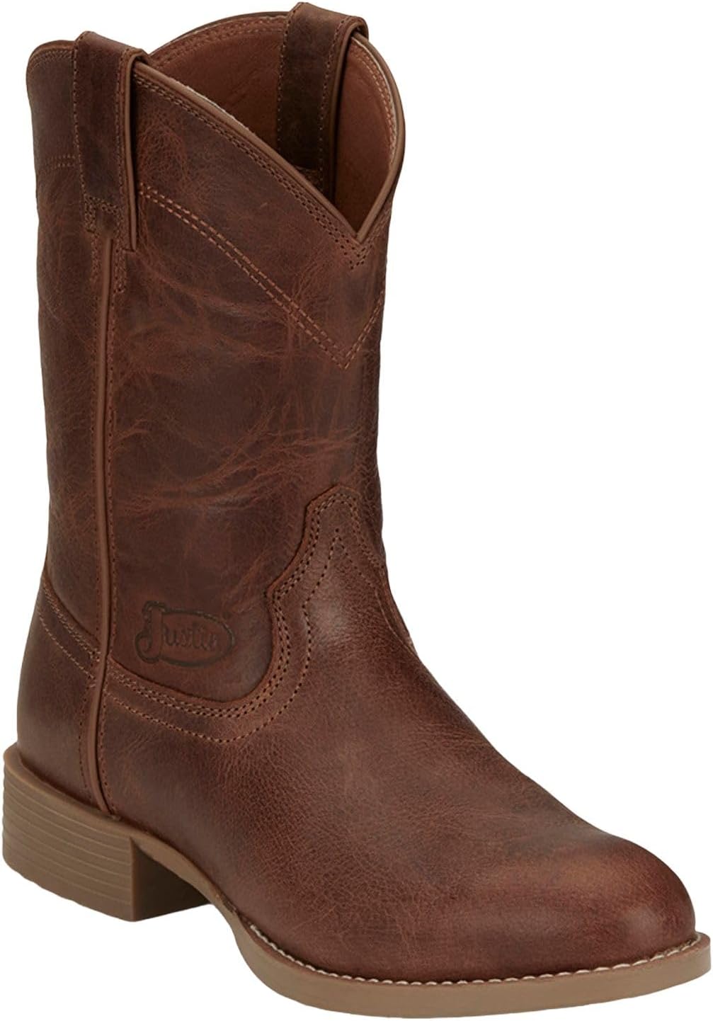

Мужские сапоги Justin Kilgore 10 Stampede Roper, из премиальной кожи, стелька J-Flex, круглый носок, резиновая подошва устойчивая к маслу и скольжению, Hickory