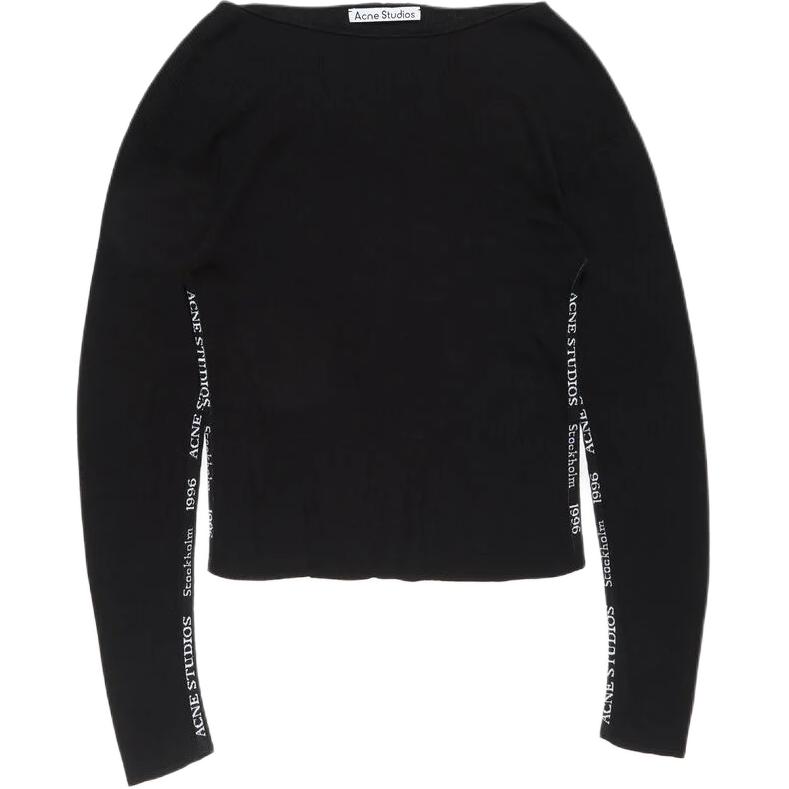 

SS26 Logo Tape вязаный джемпер Acne Studios, черный