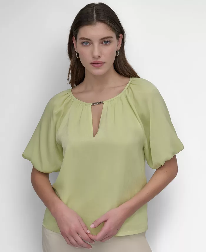 

Женская блузка с круглым вырезом и рукавами-фонариками DKNY, зеленый