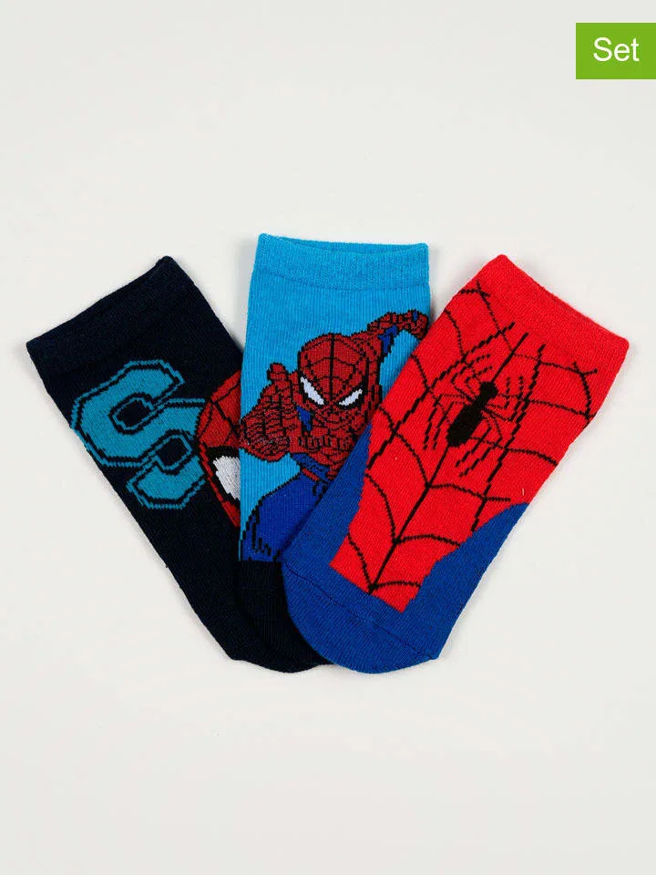 Носки Spiderman, 3 пары, черный/синий/красный