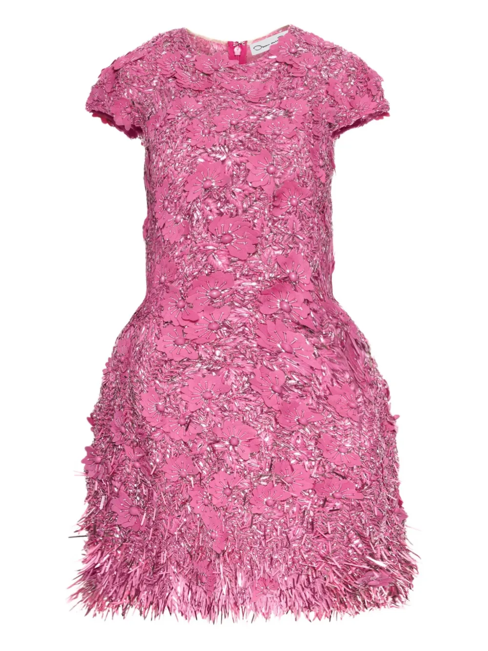 

Платье мини из рафии с пайетками Oscar de la Renta, розовый