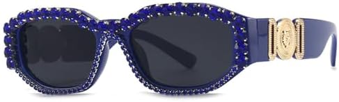 

Ретро-солнцезащитные очки неправильной квадратной формы для женщин и мужчин, модные солнцезащитные очки в маленькой оправе, трендовые модели с защитой от УФ-излучения UV400 MTZJH, Blue