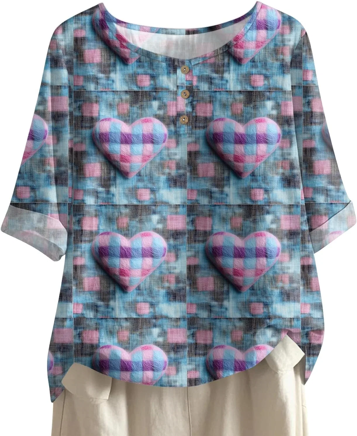 Футболка с круглым вырезом и коротким рукавом, Cotton Linen, мультиколор