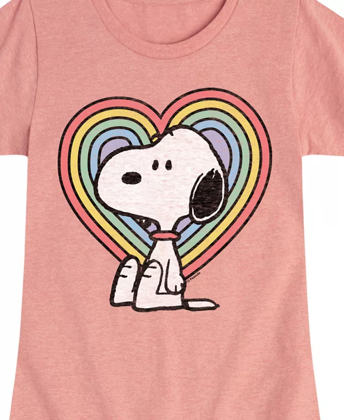 Футболка с коротким рукавом Big Girls Snoopy Rainbow Heart Graphic Peanuts, розовый — фото 3