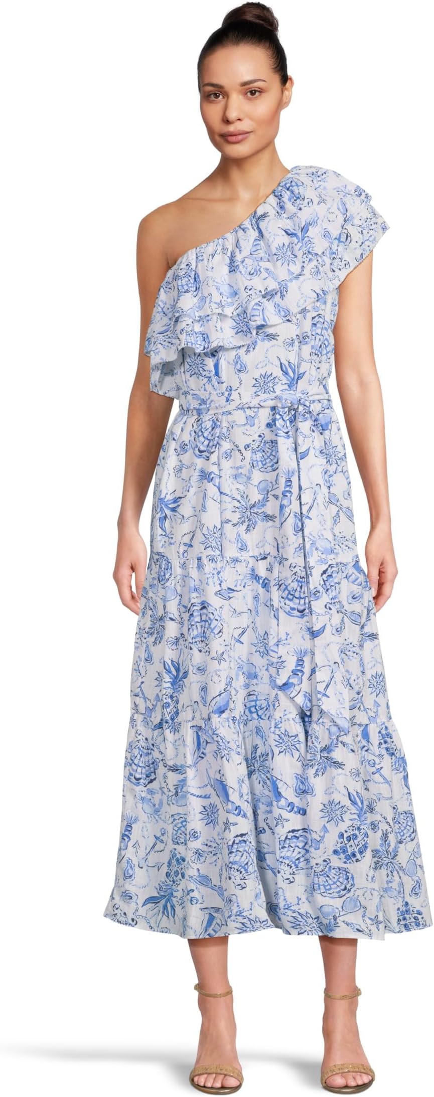 

Женское платье миди Mayella Lilly Pulitzer, Resort White Barefoot Beachcombers