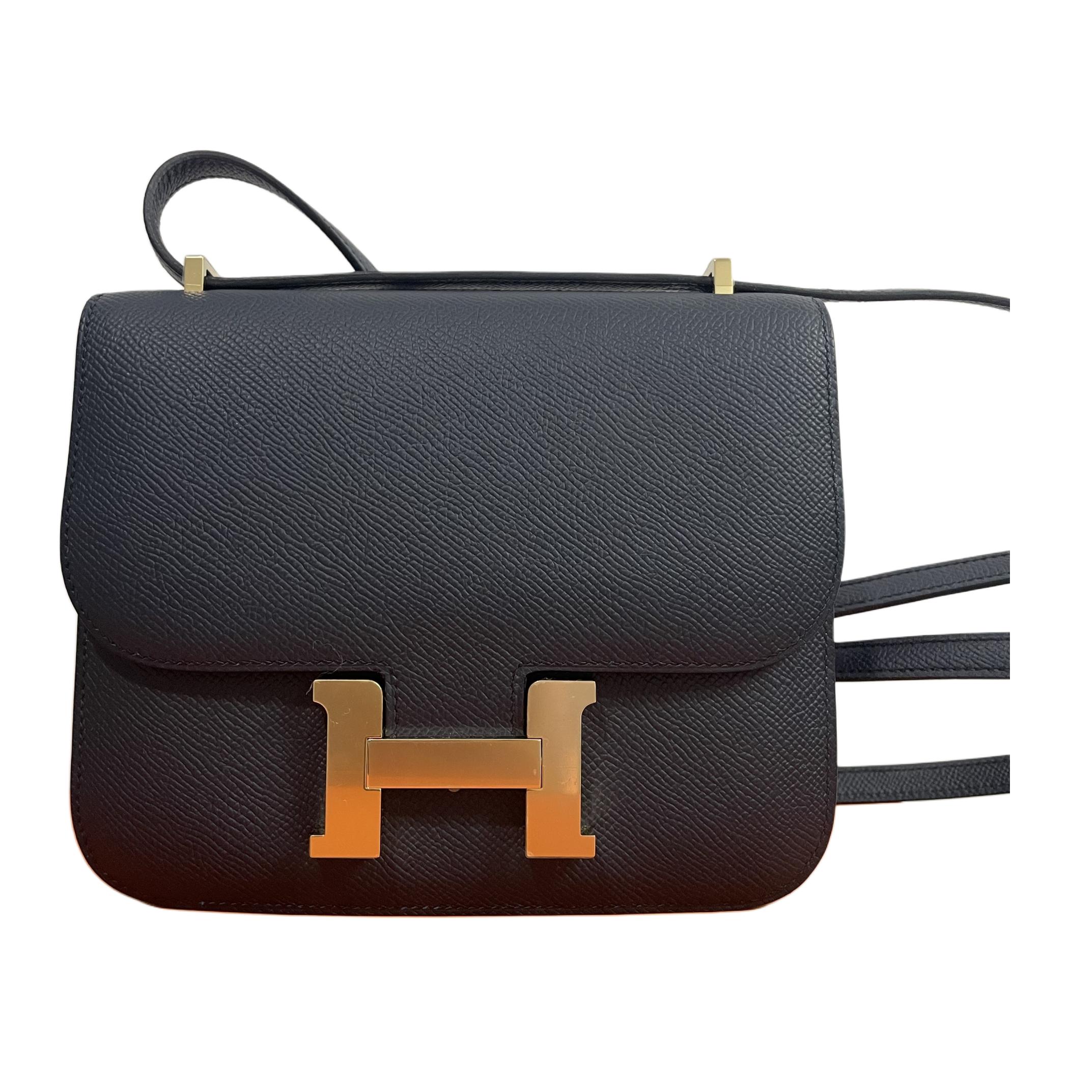 

HERMES Мини-сумка через плечо Constance Epsom Calfskin, кроссбоди для женщин 76 Bleu Indigo