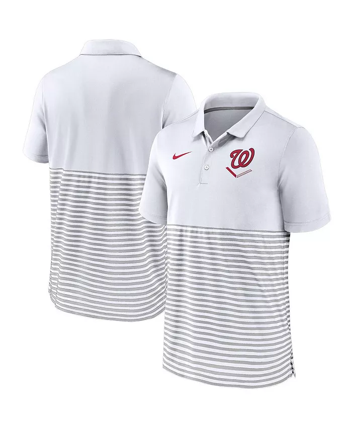 

Мужская бело-серая полосатая поло Washington Nationals Home Plate Nike