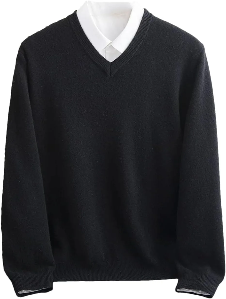 

Мужской вязаный свитер с V-образным вырезом из мериносовой шерсти