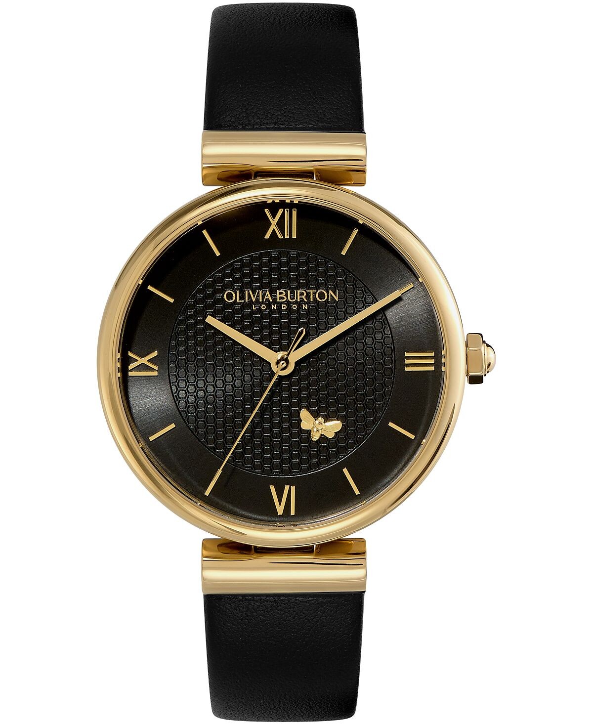 

Женские часы Mini Bee с черным кожаным ремешком, 36 мм Olivia Burton, черный