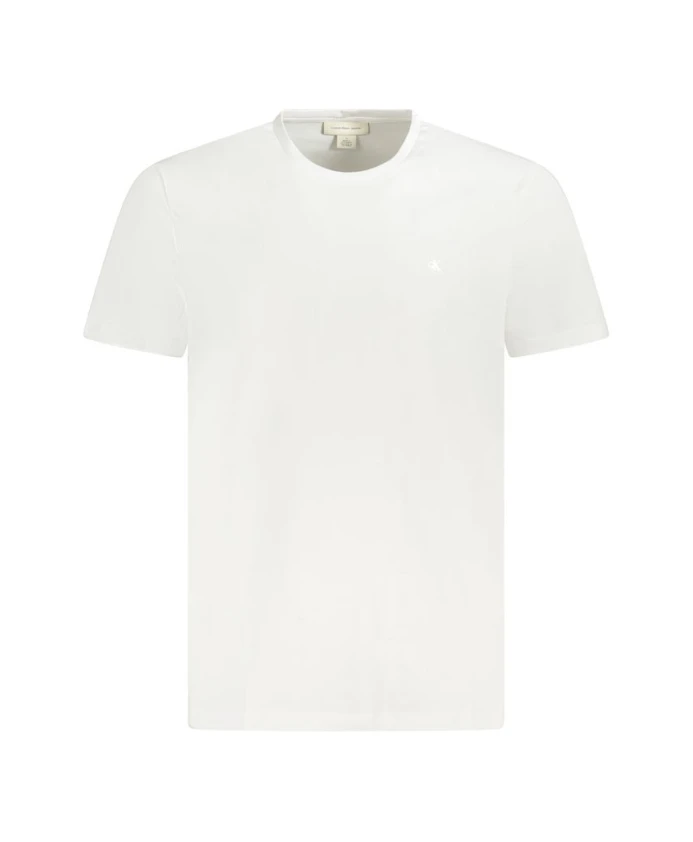 

Белая хлопковая футболка с круглым вырезом и вышивкой. Calvin Klein, белый