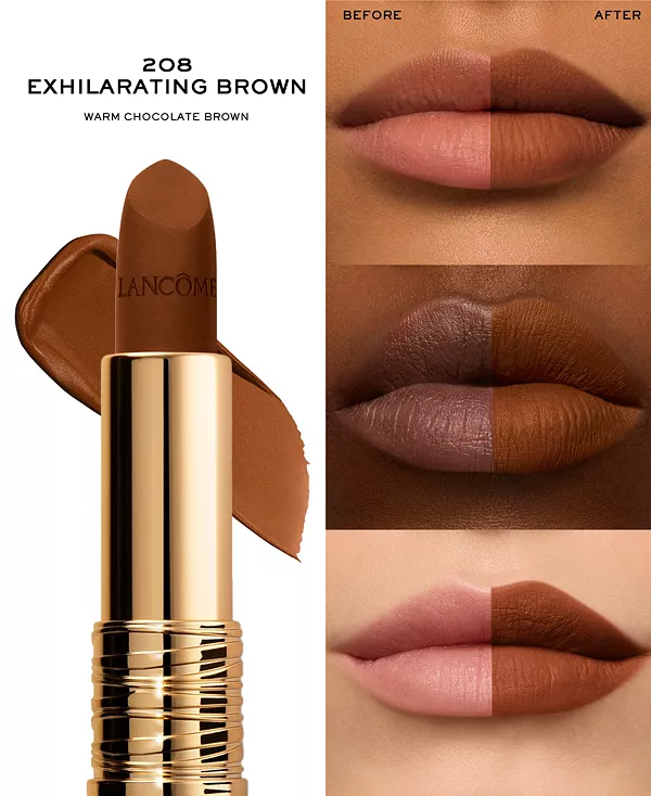 Матовая помада L'Absolu Rouge Drama. Lancôme, 208 - exhilarating brown — фото 3