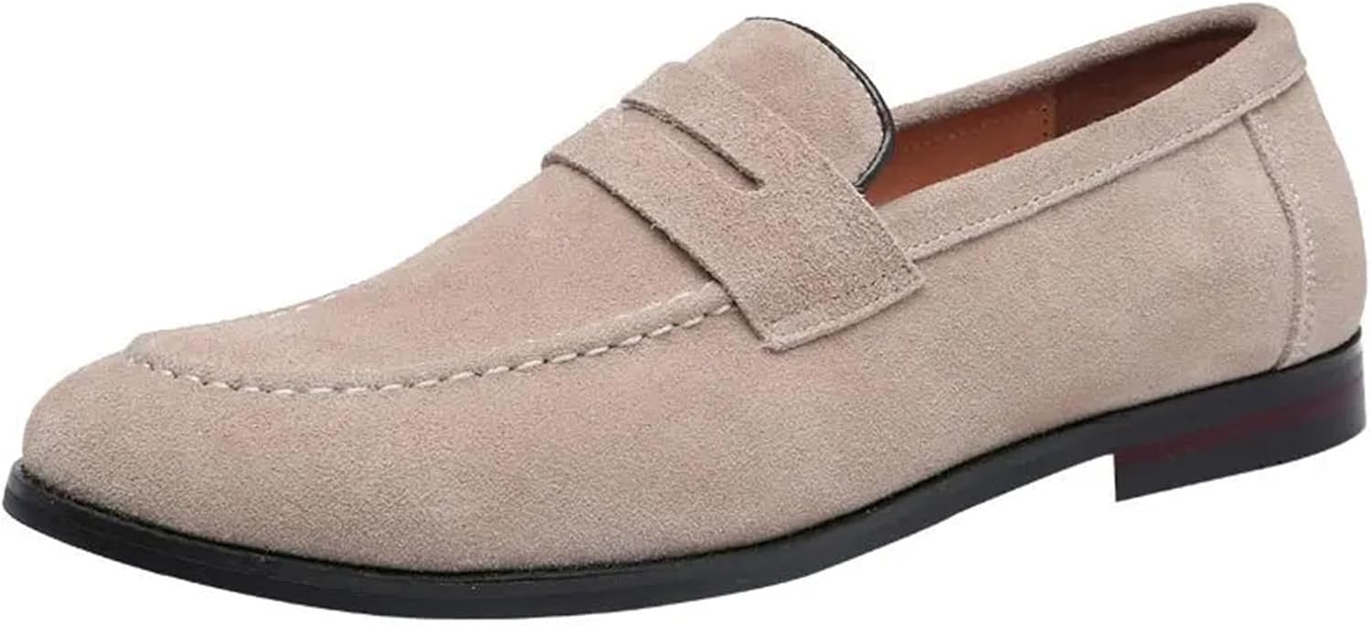 

Мужские повседневные лоферы из натуральной замши и кожи, удобные слипоны Generic, бежевый