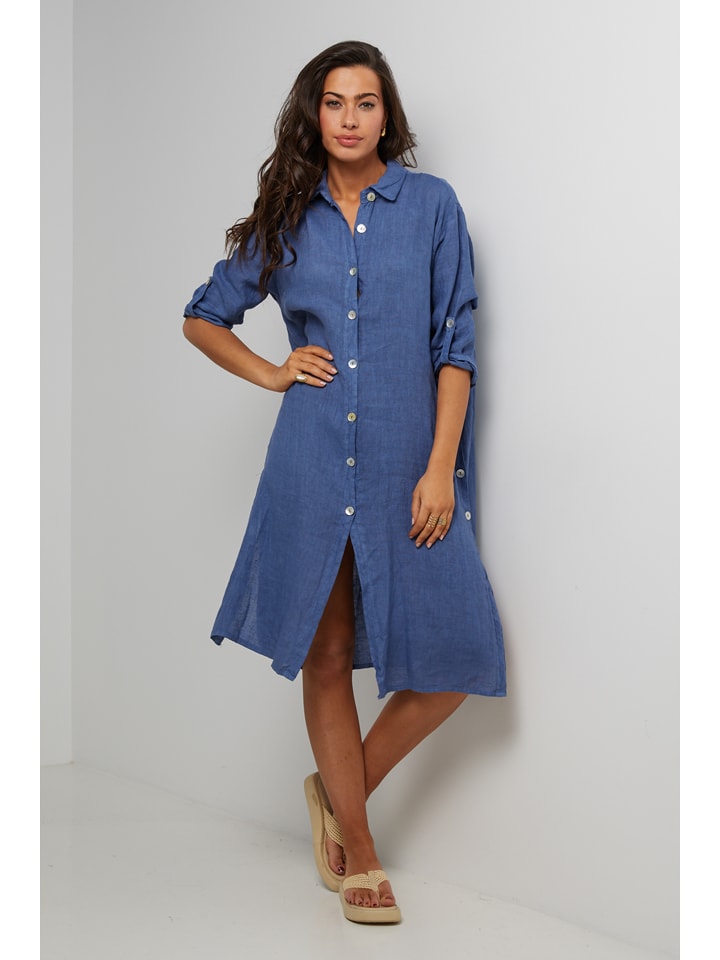 

Le Monde du Lin Льняное платье синего цвета