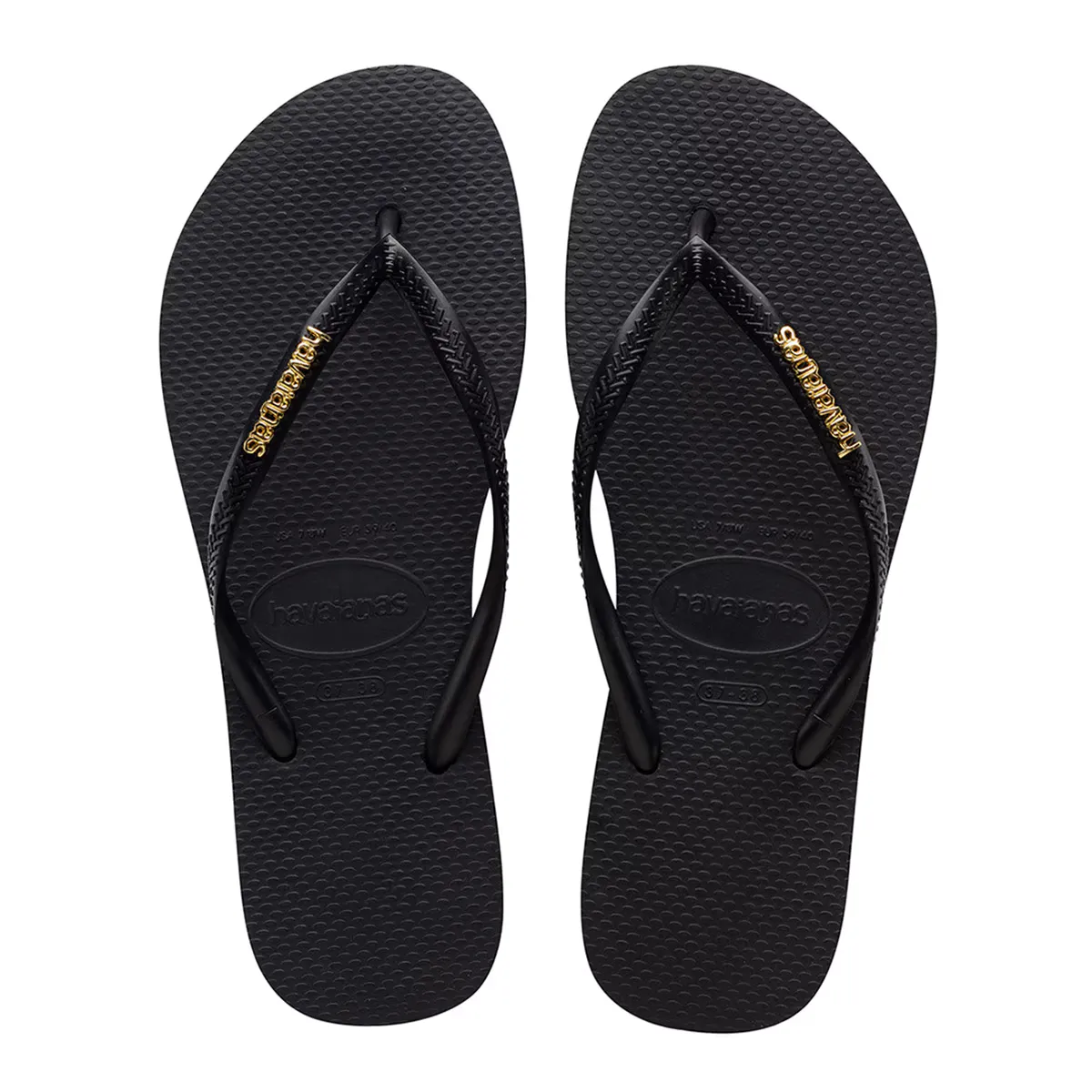 Женские тонкие шлепанцы Havaianas Toe с логотипом, черный
