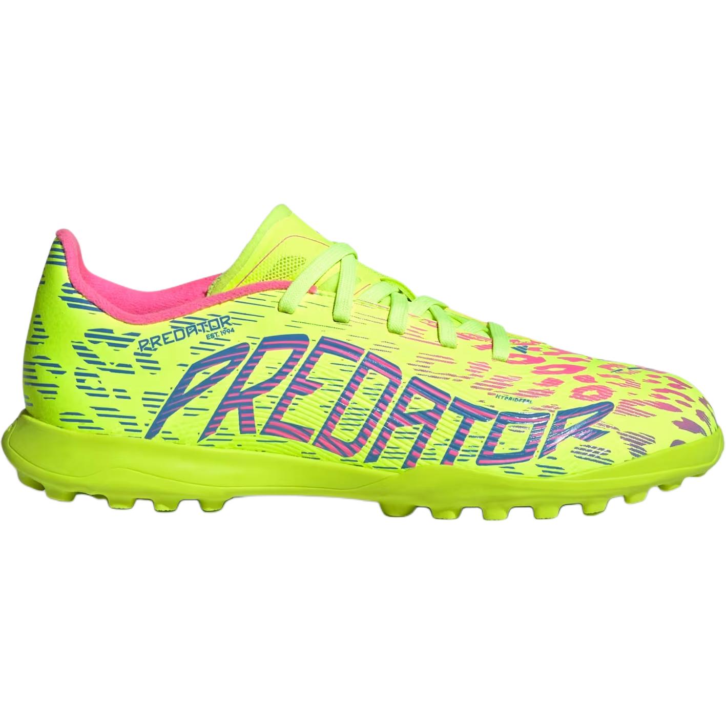 Adidas PREDATOR LEAGUE нескользящие износостойкие низкие детские футбольные бутсы Clear Lemon/Blue Blend/Clear Pink Kids' — фото 3