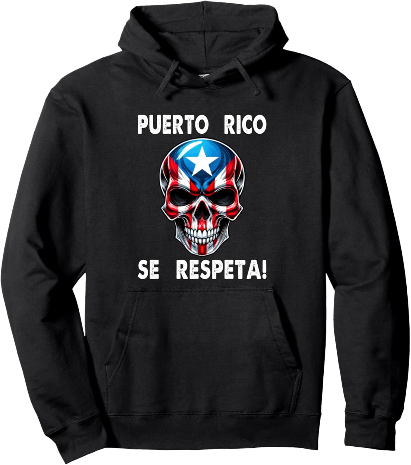 

Толстовка с капюшоном Puerto Rico Se Respeta Skull PR Flag Boricua Protest Puerto Rico Se Respeta Collection, More Here, черный