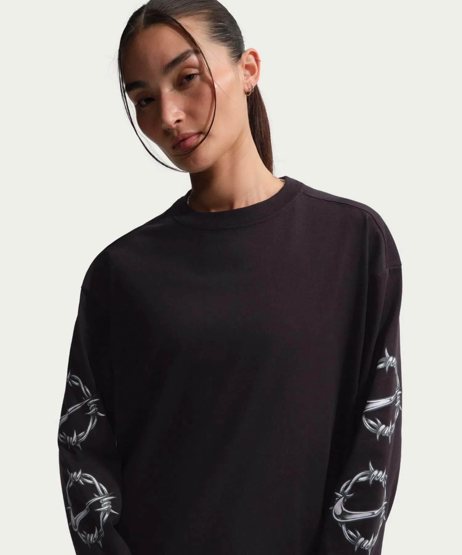Унисекс футболка оверсайз Nike Sportswear с длинным рукавом чёрная
