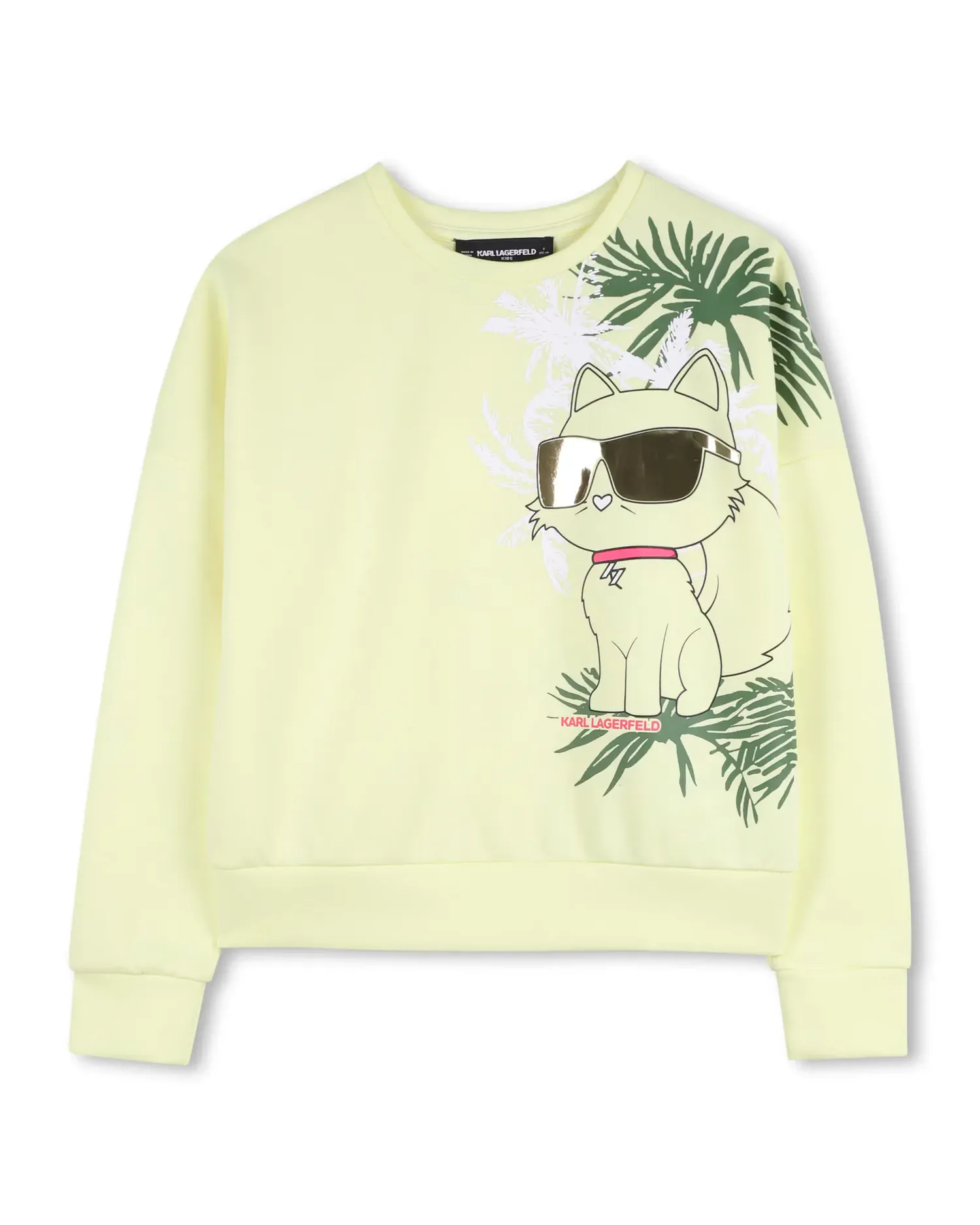 Толстовка без капюшона для девочки с передним рисунком из полиэстера Karl Lagerfeld Kids, желтый