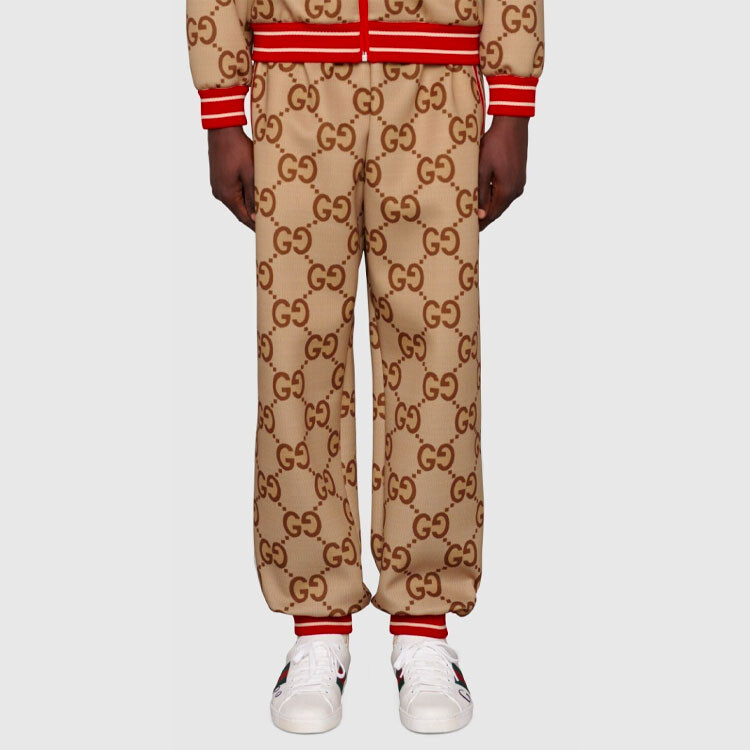 Штаны спортивные Gucci, коричневый / красно-белый — фото 3
