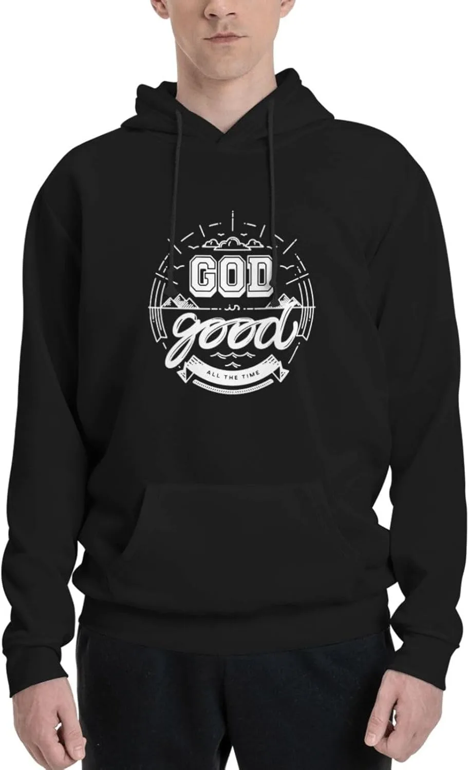 Мужская толстовка God Good All The Time в стиле хип-хоп с длинными рукавами, капюшоном и карманами Generic, черный