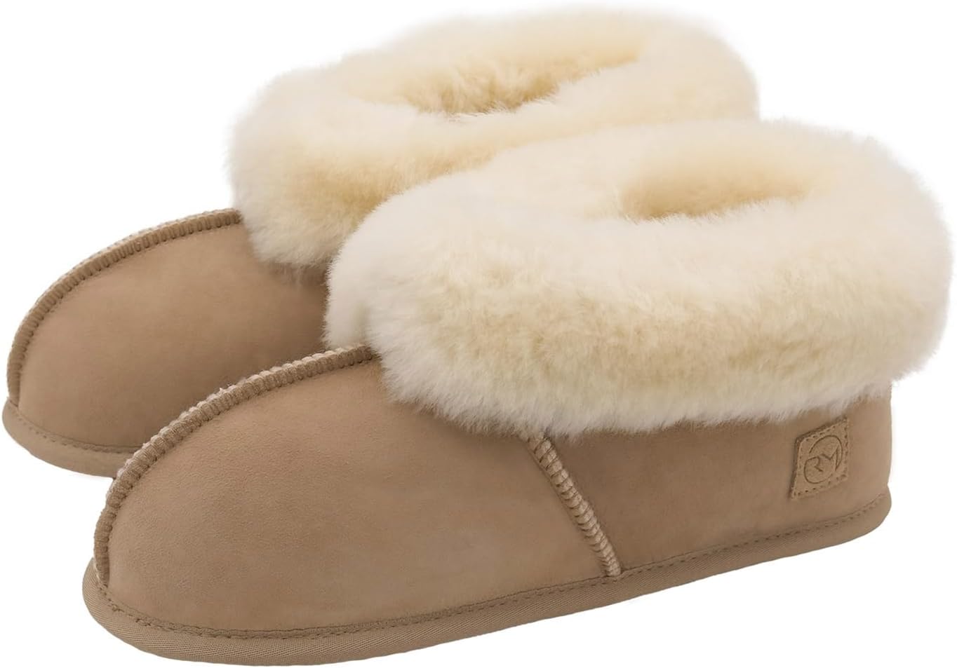 

Тапочки из овчины для мужчин и женщин, натуральная овчина, унисекс - идеально для зимы (бежевый) Rohn Moden