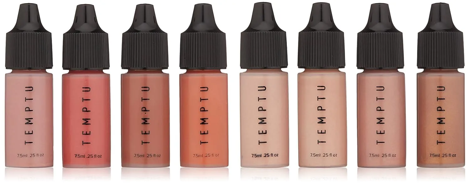 Стартовый набор TEMPTU Perfect Canvas Airbrush Blush & Highlighter: стойкий макияж, формула с возможностью наслаивания для всех типов кожи | Включает 4 румяна и 4 хайлайтера, Multi