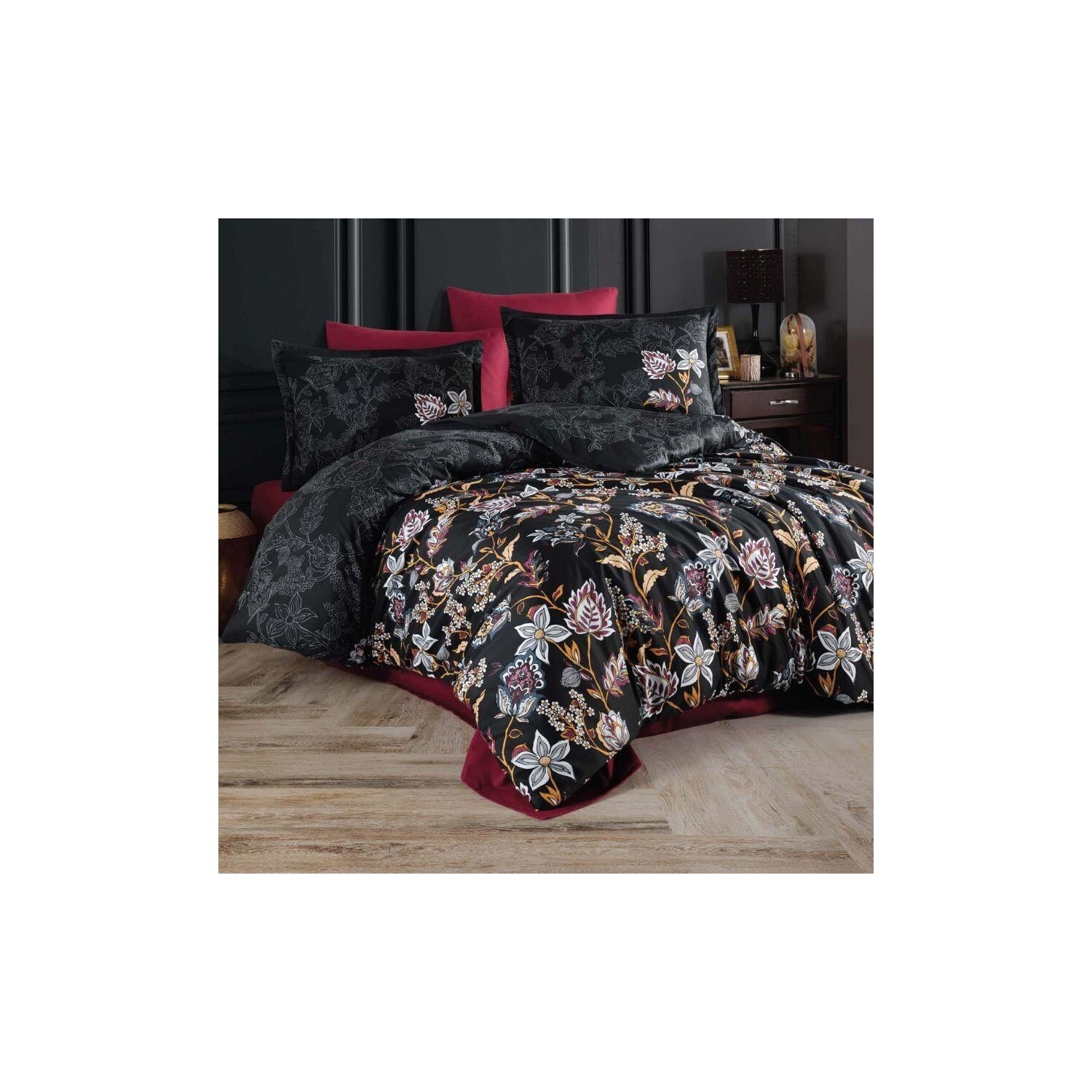 

Комплект постельного белья Clasy Satin Double Vilya V1 Бордовый Красный