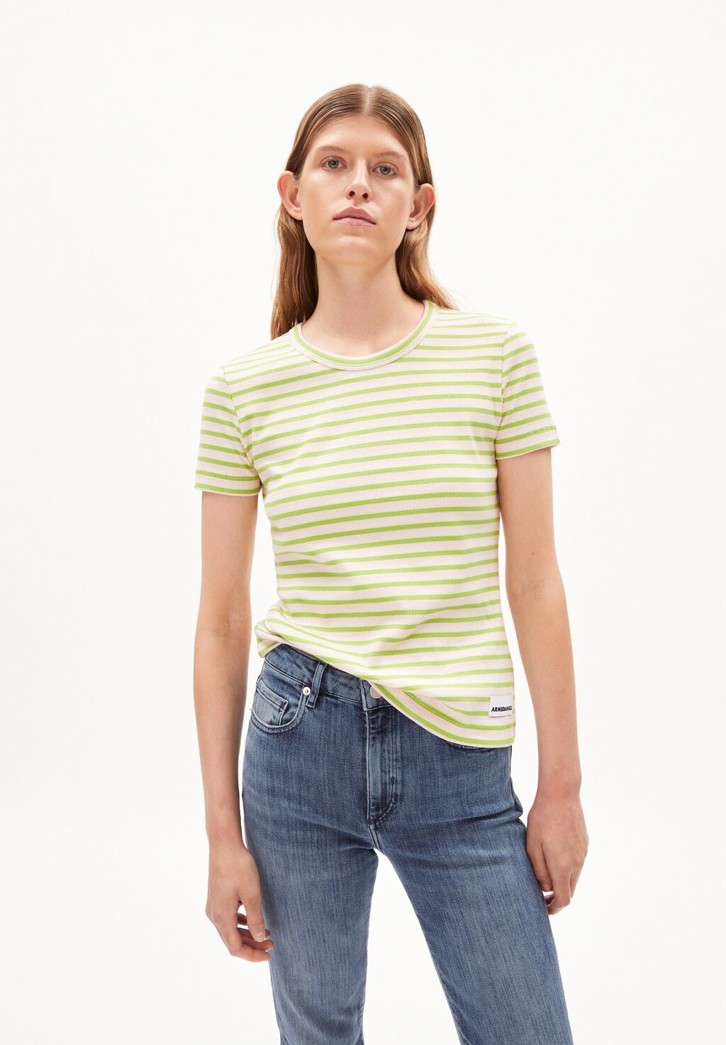 

Футболка с принтом KARDAA STRIPES ARMEDANGELS, цвет super lime pink light