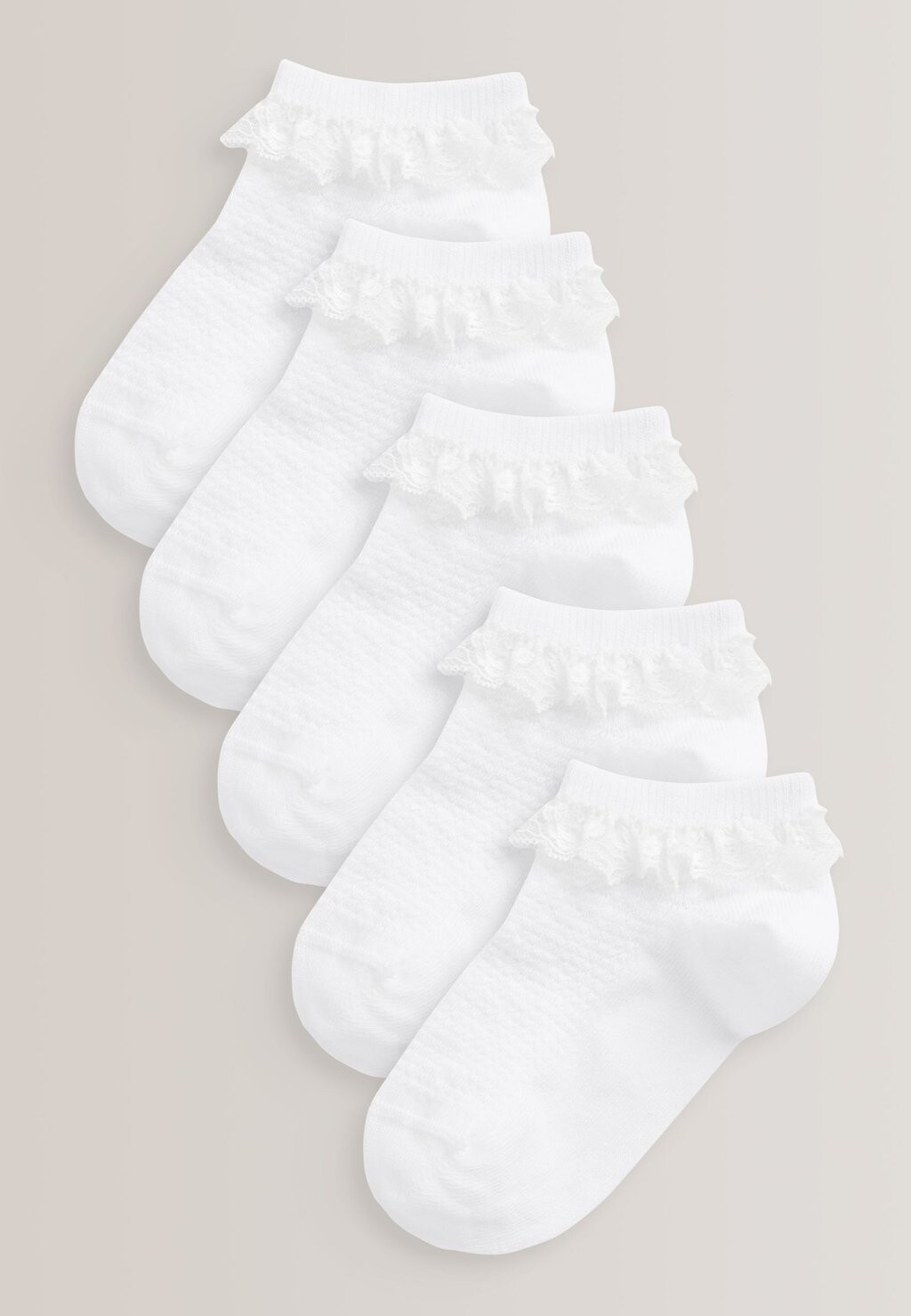 

Носки Cotton Rich Ruffle Trainer Socks 5 Pack Next, белый