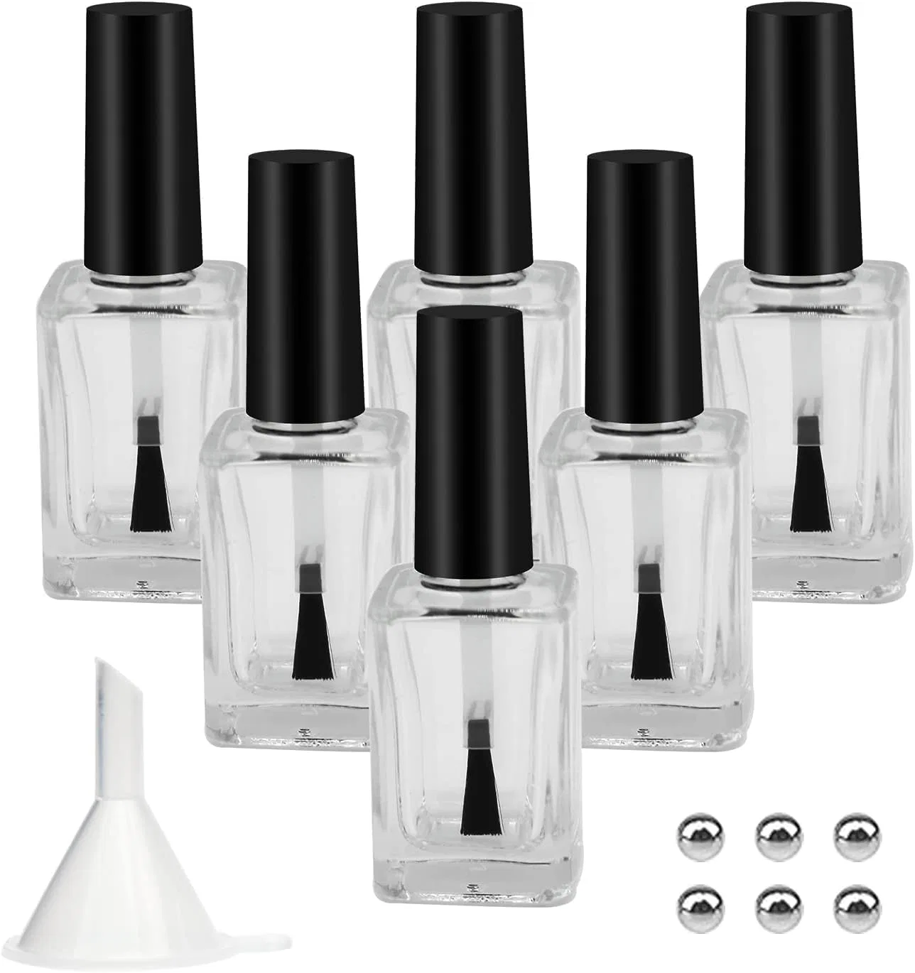 Набор из 6 пустых стеклянных флаконов для лака для ногтей 15 мл Agidea