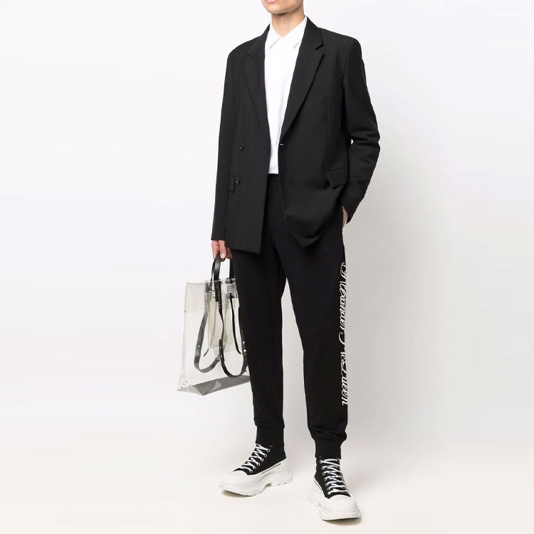 Облегающие хлопковые спортивные брюки Alexander McQueen, черные — фото 4