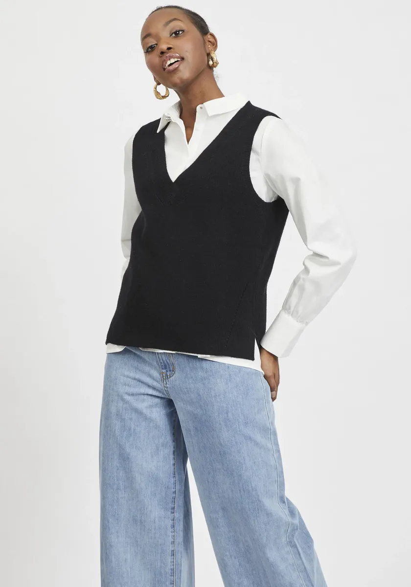 

Свитер Vila "ВИРИЛ-ПУЛЛУНДЕР" с красивым V-образным вырезом, черный