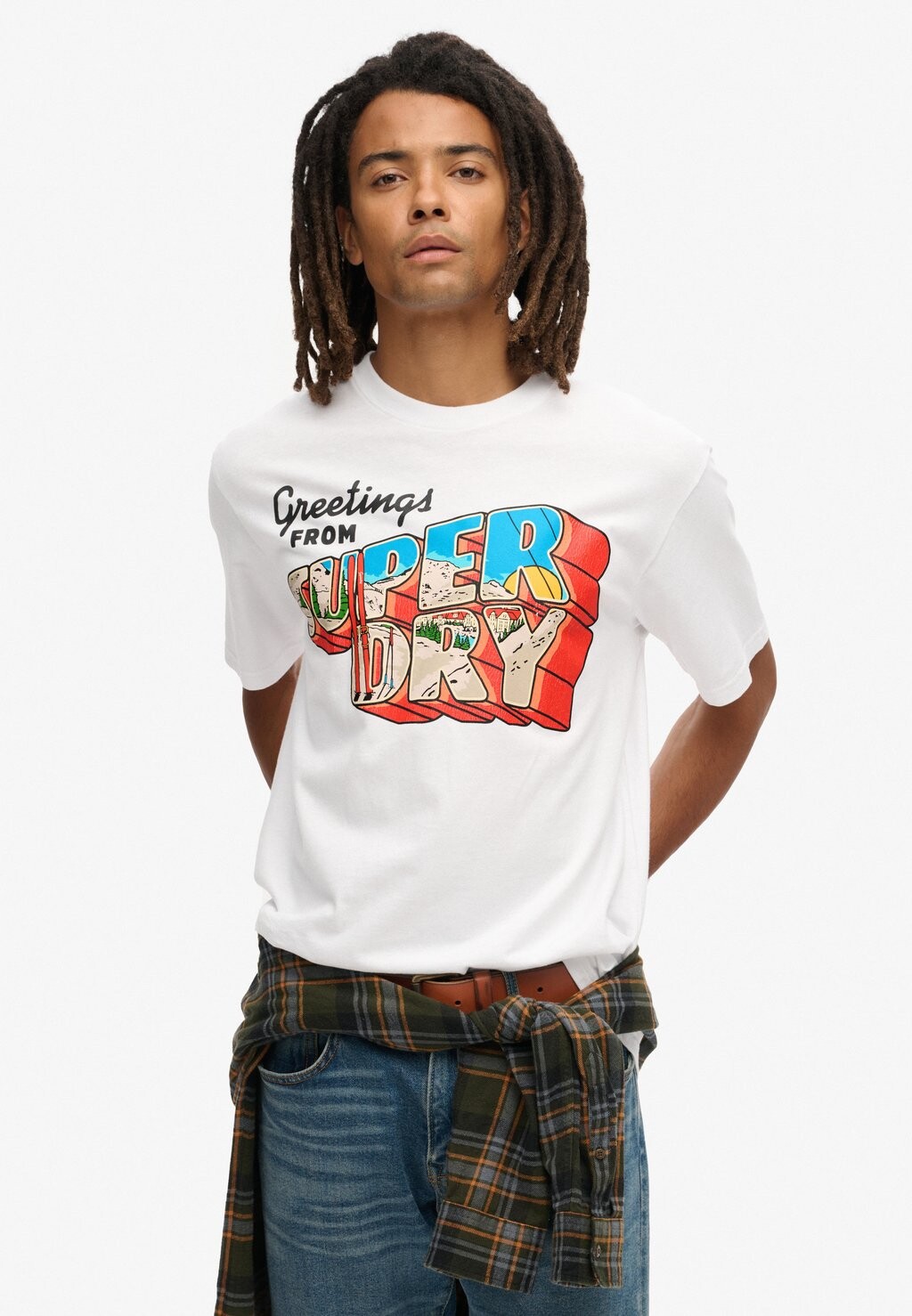 

Футболка с принтом TRAVEL POSTCARD GRAPHIC Superdry, цвет White Denim