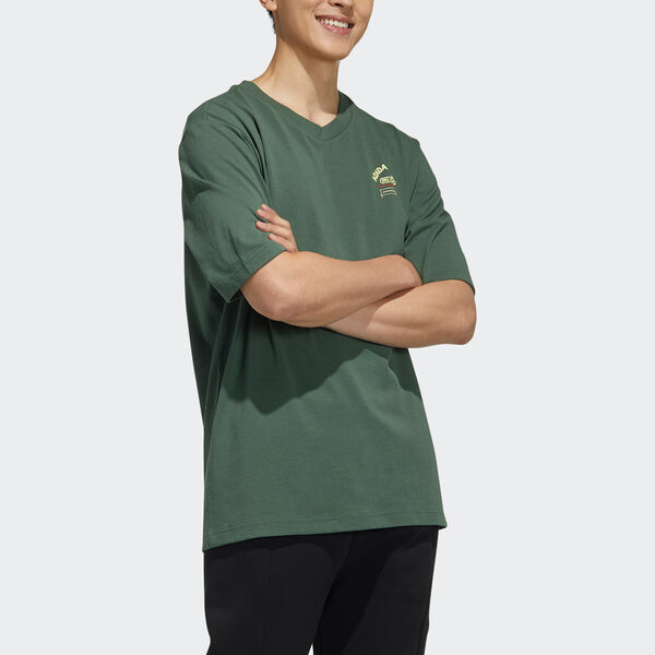 Футболка neo m bqfd tee 2 subject printing loose sports short sleeve green Adidas, зеленый — фото 4