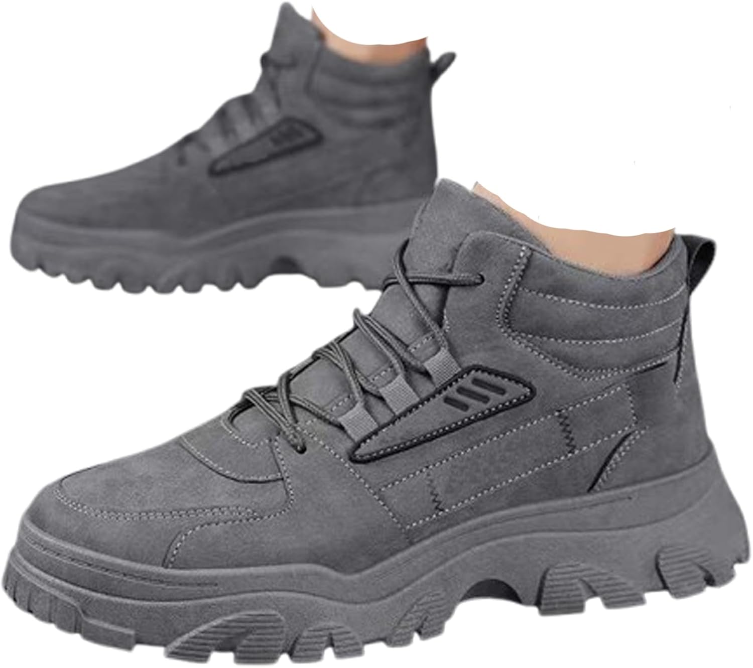 

Мужские ботинки, легкая защитная обувь для мужчин, нескользящие водонепроницаемые ботинки с композитным носком для строительства и походов Generic, Gray-a