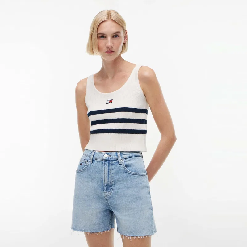Топ женский в полоску Tommy Hilfiger бежево-бело-темно-синий — фото 4