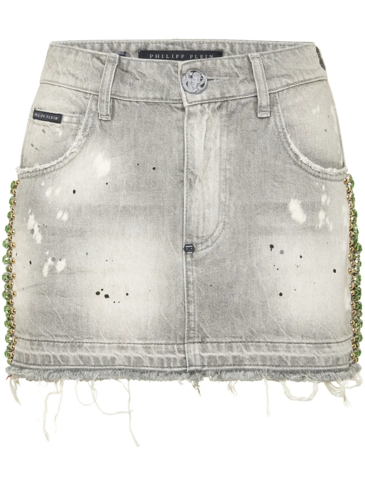 

Мини-юбка с кристаллами Philipp Plein, серый