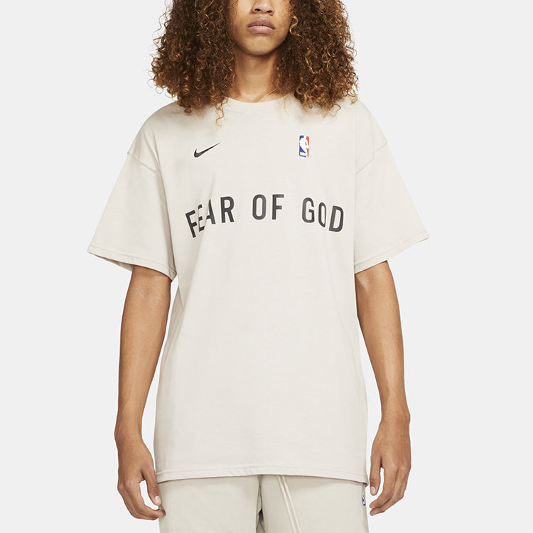 Футболка Nike x Fear of God x NBA Crossover Alphabet Printing Round Neck Short Sleeve CU4699-140, кремовый — фото 4