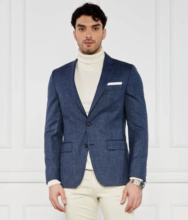 Элегантная шерстяная куртка Hutson Slim fit Boss, синий — фото 3