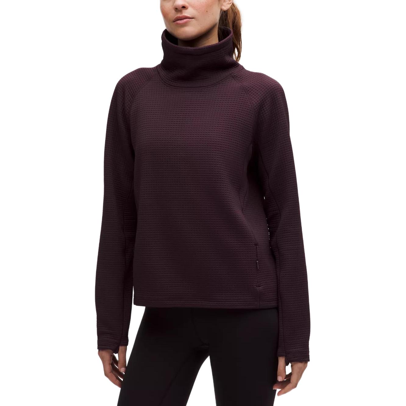 

Водолазка с длинным рукавом из вафельной ткани Lululemon, черный plum/blpm